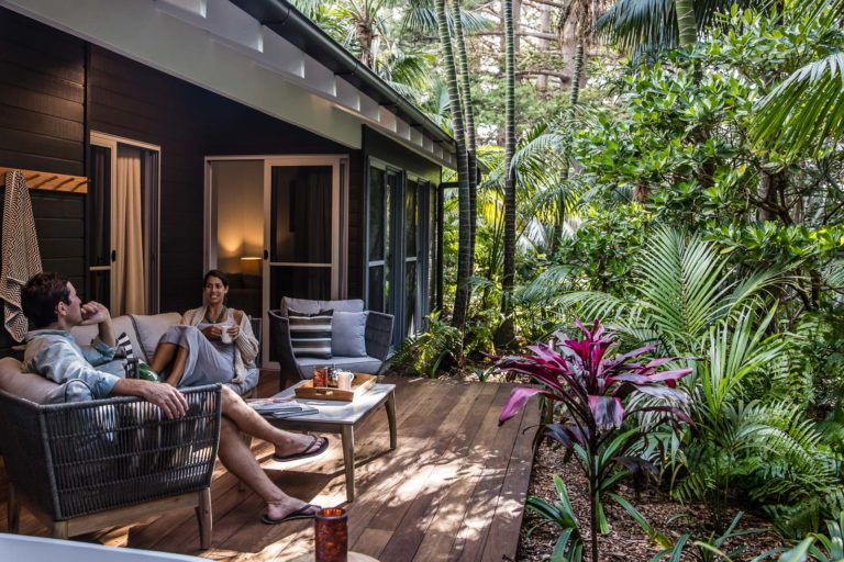 The secluded deck on our Garden Cottage