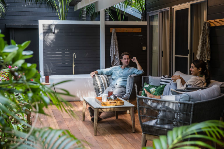 Morning tea on the Garden Cottage verandah, Lord Howe Island
