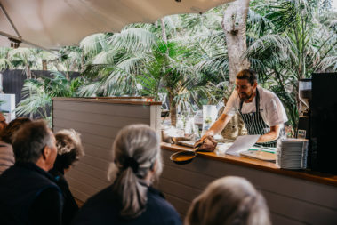 Al demonstrates a recipe from the Lord Howe Island Cookbook