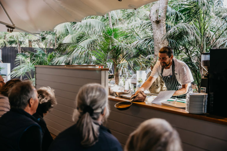 Al demonstrates a recipe from the Lord Howe Island Cookbook