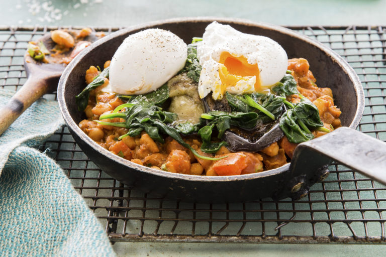 Braised beans with chorizo and eggplant, Lord Howe Island