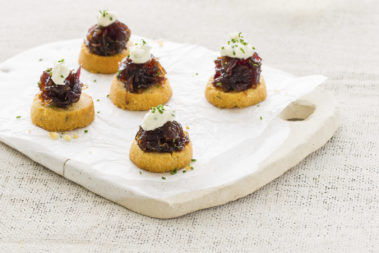 Cheddar cheese shortbreads with balsamic onions, Lord Howe Island