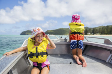 Pixie and Elsie on the lagoon, Lord Howe Island