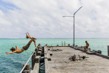 Teenage fun at the jetty, Lord Howe Island