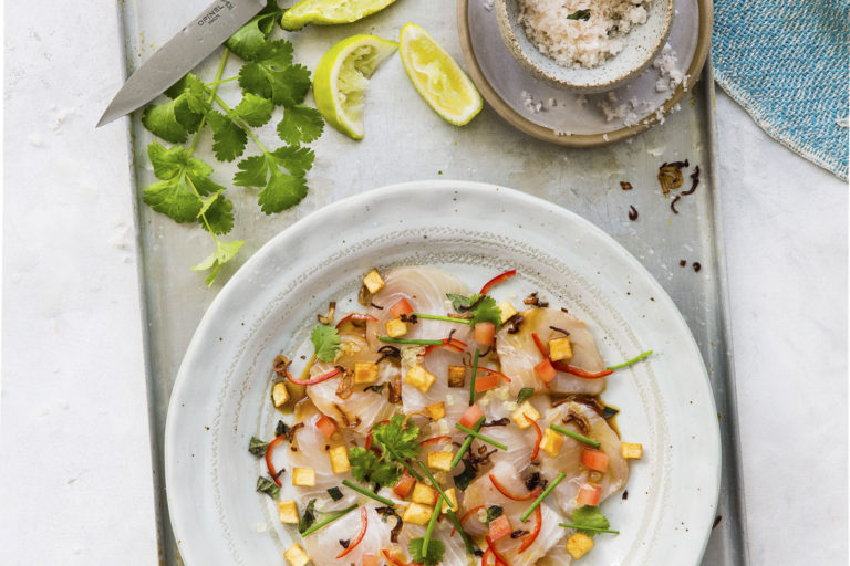 Peruvian sashimi with finger lime, Lord Howe Island