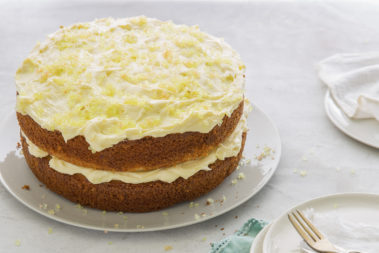 Spiced pineapple sponge with finger lime, Lord Howe Island