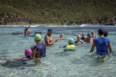 Trevor Hendy and the ocean swimmers at Neds Beach