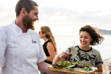 Sunset canapes and drinks at the boatshed, Lord Howe Island