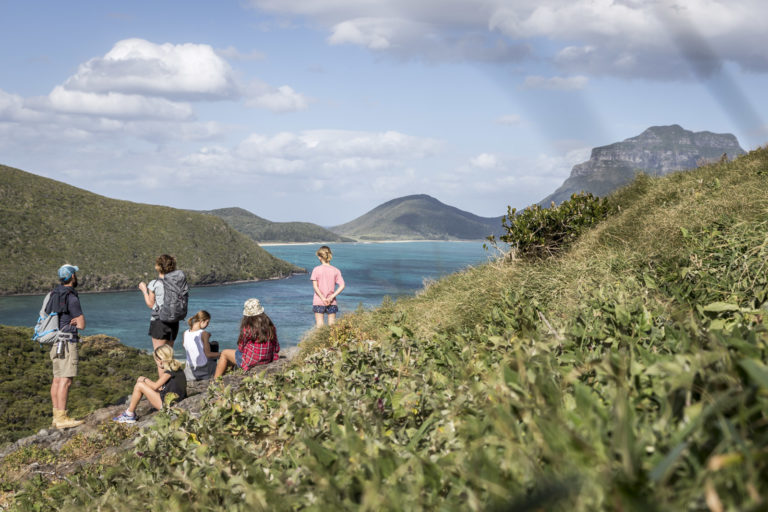 Family adventure above North Bay, Lord Howe Island