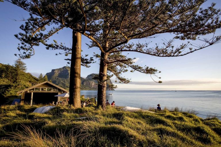 Sunset drinks at the Pinetrees boatshed, Lord Howe Island