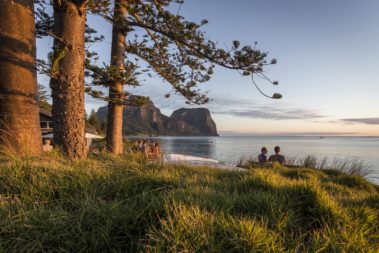 Sunset drinks at the Pinetrees boatshed, Lord Howe Island