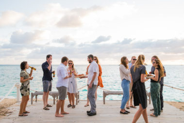 Sunset canapes on the boatshed deck