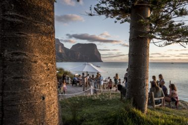 Sunset drinks at the Pinetrees boatshed, Lord Howe Island