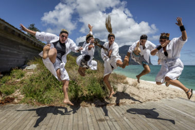 Warming up for the Pinetrees Pentathlon, Lord Howe Island