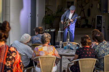 ARIA Award winner, Jeff Lang, performing at the boatshed, Lord Howe Island