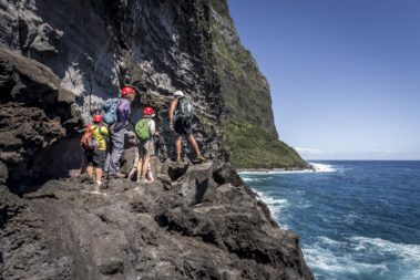 Walkers on the cliffs below Mt Gower, Lord Howe Island