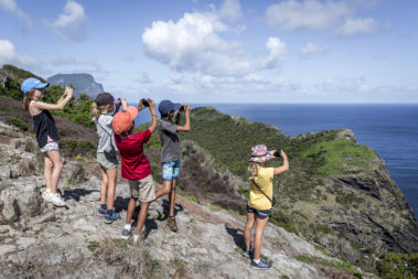 Kids' photography on Mt Eliza, Lord Howe Island