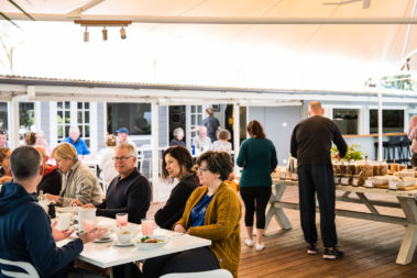 Seven Peaks walkers enjoying breakfast, Lord Howe Island