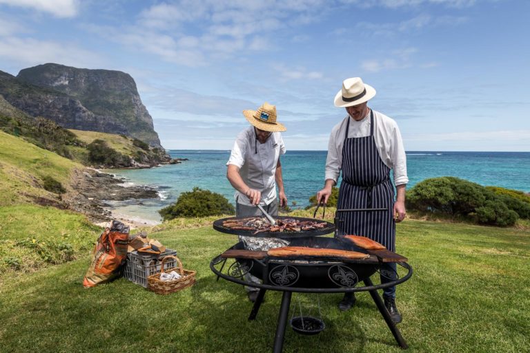 Chefs Tom Kime and Al Nicolson at Lovers Bay, Lord Howe Island