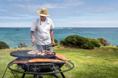 Executive Chef, Al Nicolson, cooking at Lovers Bay, Lord Howe Island