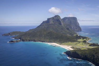 Blinky Beach and the mountains, Lord Howe Island