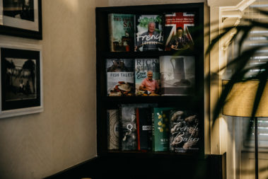 Our cookbook shelf in the lounge, Lord Howe Island