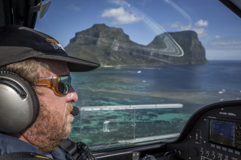 Ultra-light flight with Smith, Lord Howe Island