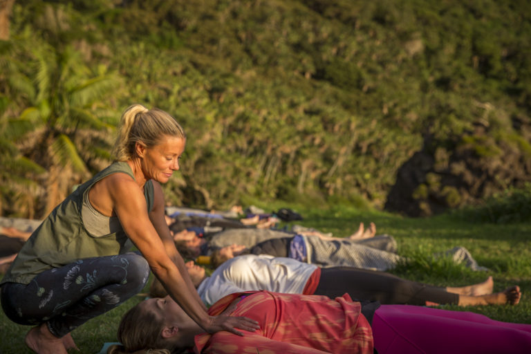 Yoga class with Charlotte Dodson at Little Island, Lord Howe Island