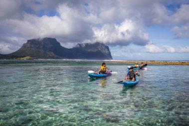 Kayaking along the outer reef towards North Bay, Lord Howe Island