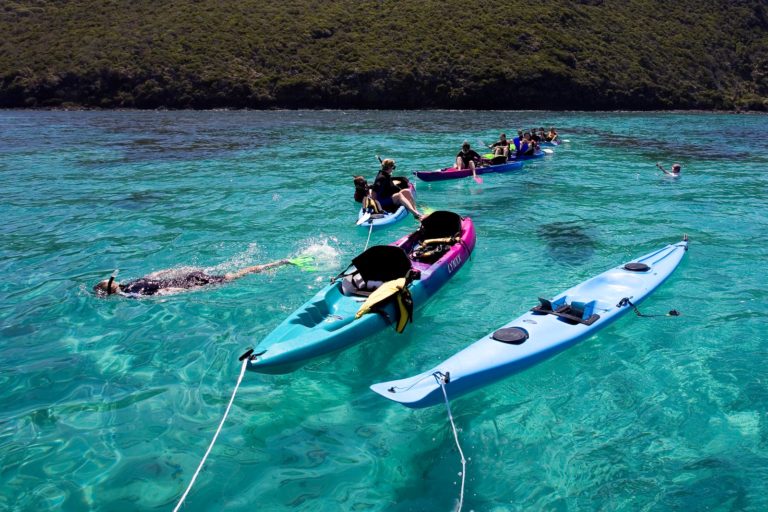 Kayaking to the next snorkel site, Lord Howe Island