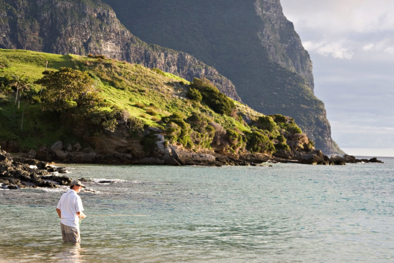 Fly fishing at Lovers Bay, Lord Howe Island