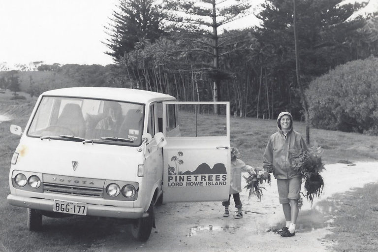 Pixie collecting local produce, Lord Howe Island