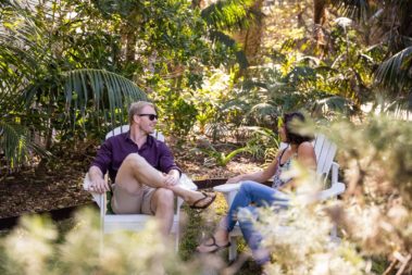 Relaxing on the Chef's Cottage lawn, Lord Howe Island