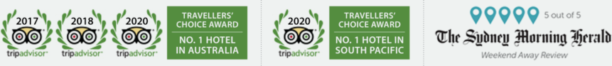 TripAdvisor Travellers' Choice Award 2020 - No.1 Hotel in Australia